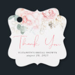Pink Floral Elegant Thank You Favour Tags<br><div class="desc">Pink rose flowers thank you tags</div>