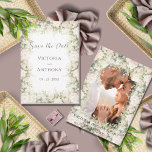 Pink Floral Elegant Watercolor Vintage Wedding  Save The Date<br><div class="desc">Beautiful pastel watercolor peonies & other lovely flowers create a floral frame.  Personalise with your engagement photo on the reverse side.  This “Save the Date” is just perfect for your guests as a reminder to your special day.  Perfect for any season. 100% customer satisfaction at Zazzle.</div>