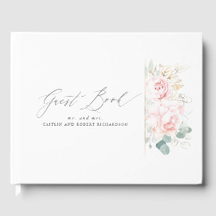Pink Floral Elegant Wedding Guest Book