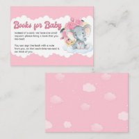 Pink Floral Elephant Book Request Girl Baby Shower