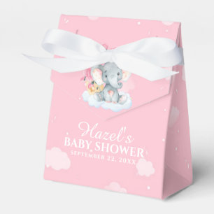 Pink Floral Elephant Girl Baby Shower Thank You Favour Box