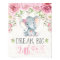 Pink Floral Elephant Nusery Art Wall Decor Print