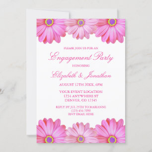 Pink Floral Engagement Party Invitation