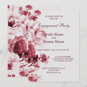 Pink Floral Engagement Party Invitation Card