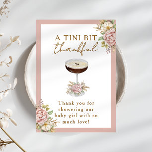 Pink Floral Espresso Martini Baby Shower Thank You Card