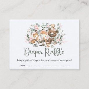 Pink Floral Eucalyptus Woodland Diaper Raffle Enclosure Card