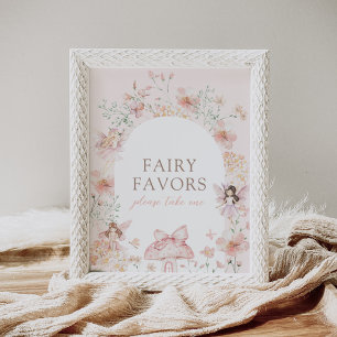Pink Floral Fairy Birthday Favours Sign
