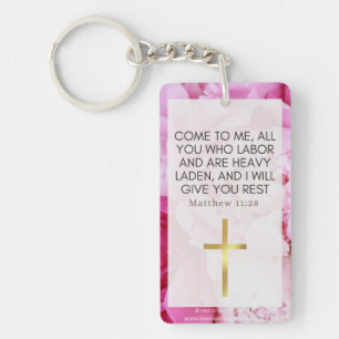 Pink Floral & Faith  Key Ring