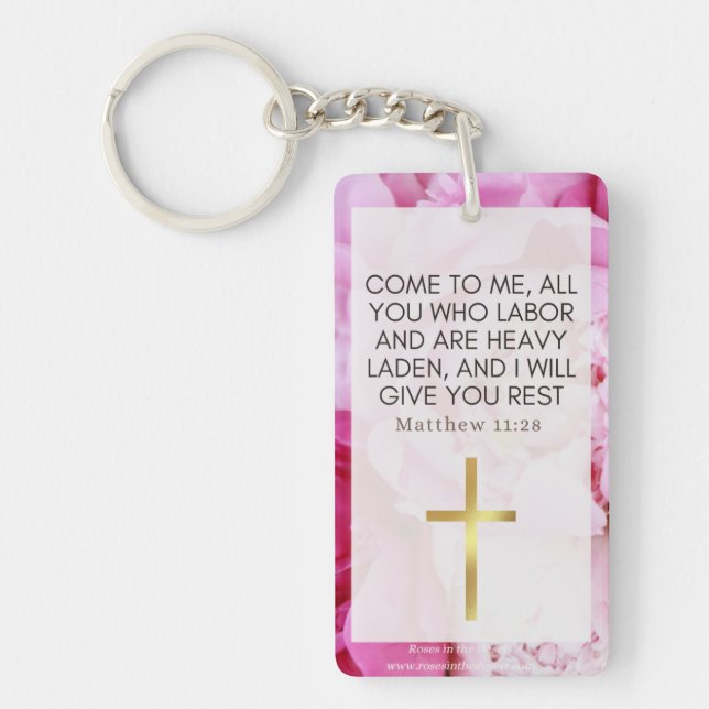 Pink Floral & Faith  Key Ring (Front)
