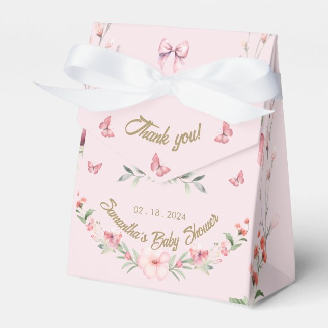 Pink Floral Fantasies & Teddy Bear Hugs Favour Box (Front Side)