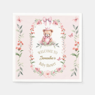 Pink Floral Fantasies & Teddy Bear Hugs Napkin