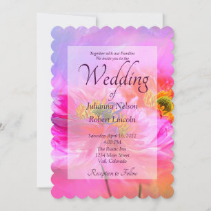 Pink floral fantasy wedding invitation