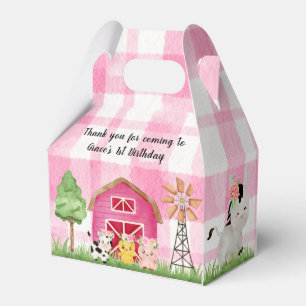 Pink Floral Farm Barnyard Birthday Party Favour Bo Favour Box
