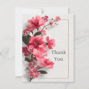 Pink Floral Faux Textured Paper Thank You Card