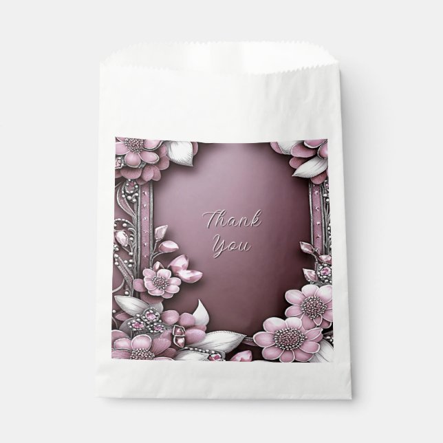 Pink Floral Favour Bag (Front)