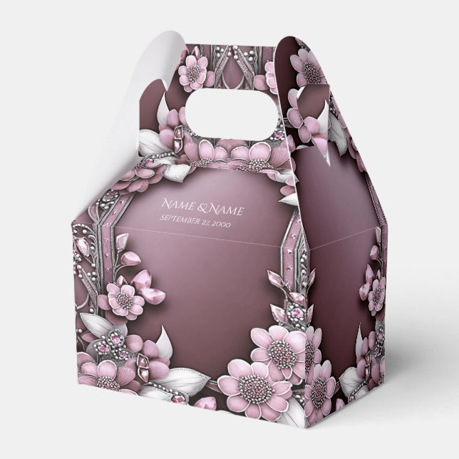 Pink Floral Favour Box (Front Side)