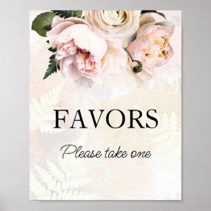 Pink Floral Favours Bridal Shower Sign