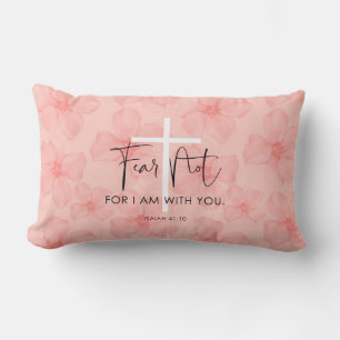 Pink Floral Fear Not Isaiah 41:10 Bible Verse Lumbar Cushion