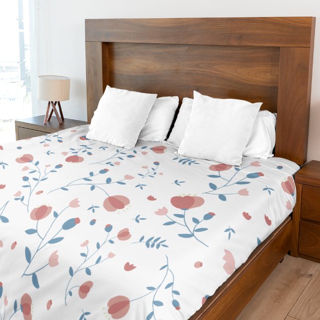 Pink Floral Feminine Style Cute Hand-Drawn Style Fleece Blanket (Pink Floral Feminine Style Cute Hand-Drawn Style Fleece Blanket)