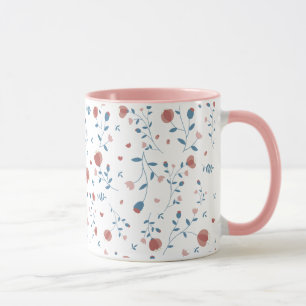 Pink Floral Feminine Style Cute Hand-Drawn Style Mug