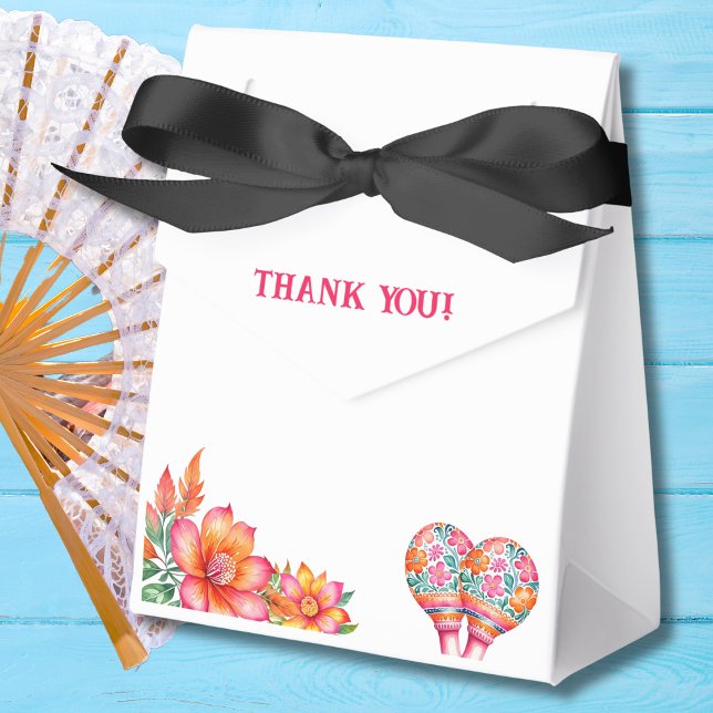 Pink Floral Fiesta Mexican Bridal Shower Favour Box (Creator Uploaded)
