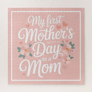 Pink Floral First Mother's Day Jigsaw Puzzle