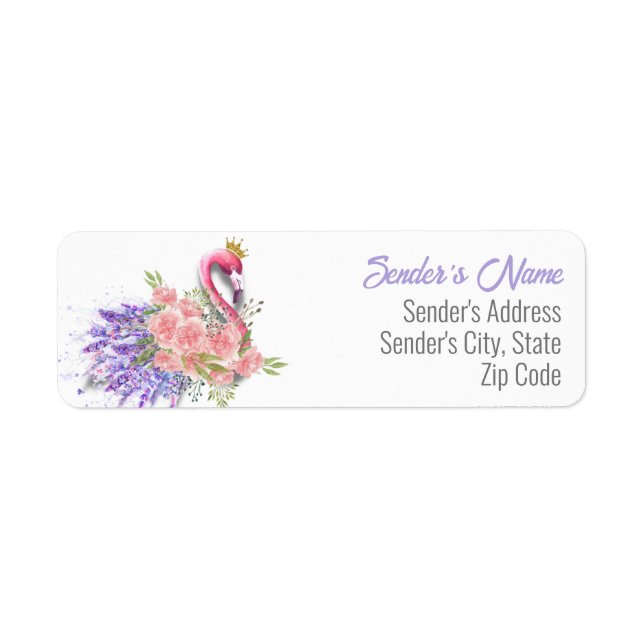 Pink Floral Flamingo Return Address Label (Front)