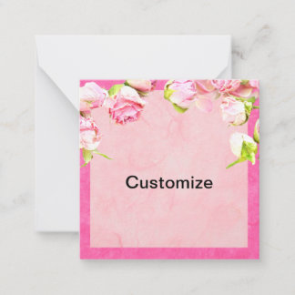 Pink Floral Flat Note Card