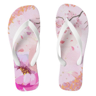 Pink Floral Flip Flops