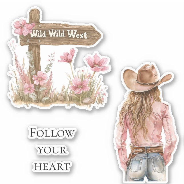 Pink Floral Floral Blonde Girl Wild West (Front)