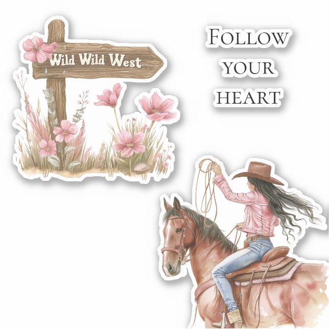 Pink Floral Floral Girl Wild West Girl on horse (Front)