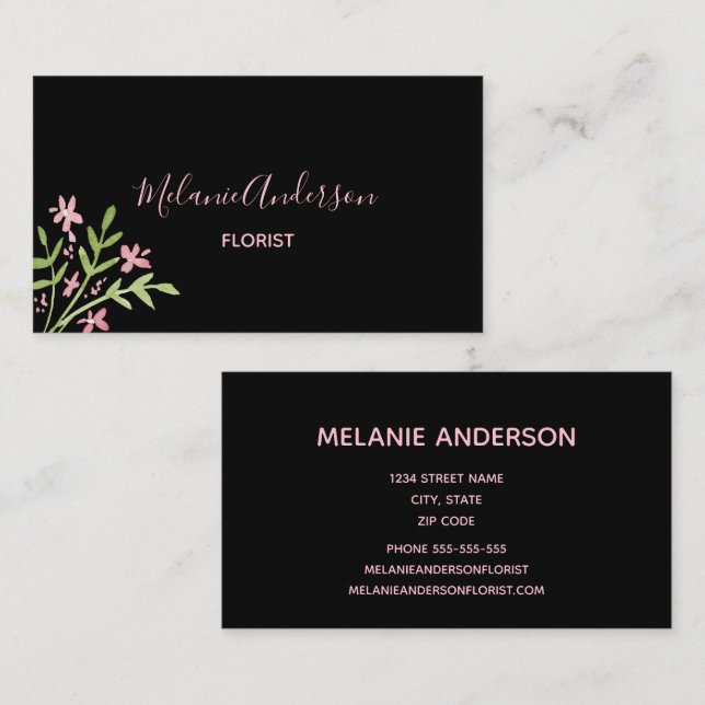 Pink Floral Florist  Business Card (Front/Back)