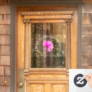 Pink floral florist business watercolor  window cling