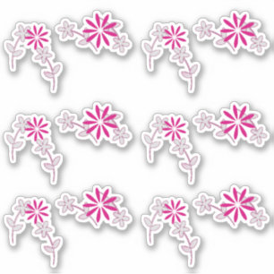 Pink Floral Flower 6"x6" Custom-Cut Vinyl Stickers