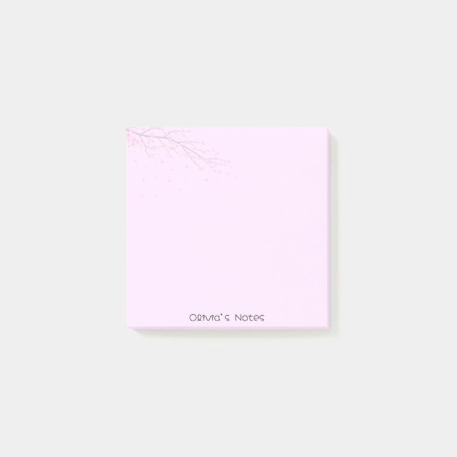 Pink Floral Flower gradient Personalised name Post-it Notes (Front)