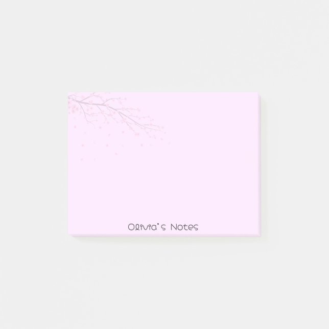 Pink Floral Flower gradient Personalised name Post-it Notes (Front)
