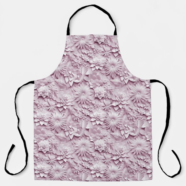 Pink Floral Flowers Apron (Front)