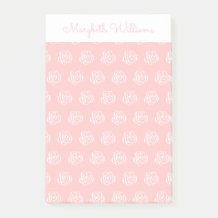 Pink Floral Flowers Personalised Post-It Notes