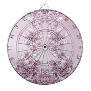 Pink Floral Foliage Dartboard
