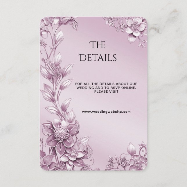 Pink Floral Foliage Detail Enclosure Card (Front)