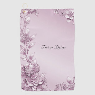 Pink Floral Foliage Golf Towel
