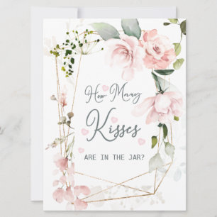 Pink Floral Foliage How Many Kisses in the Jar Invitation