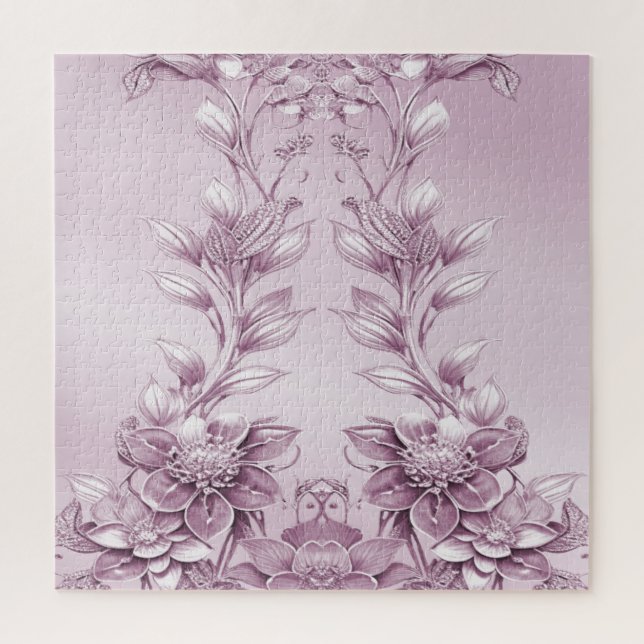 Pink Floral Foliage Jigsaw Puzzle (Vertical)
