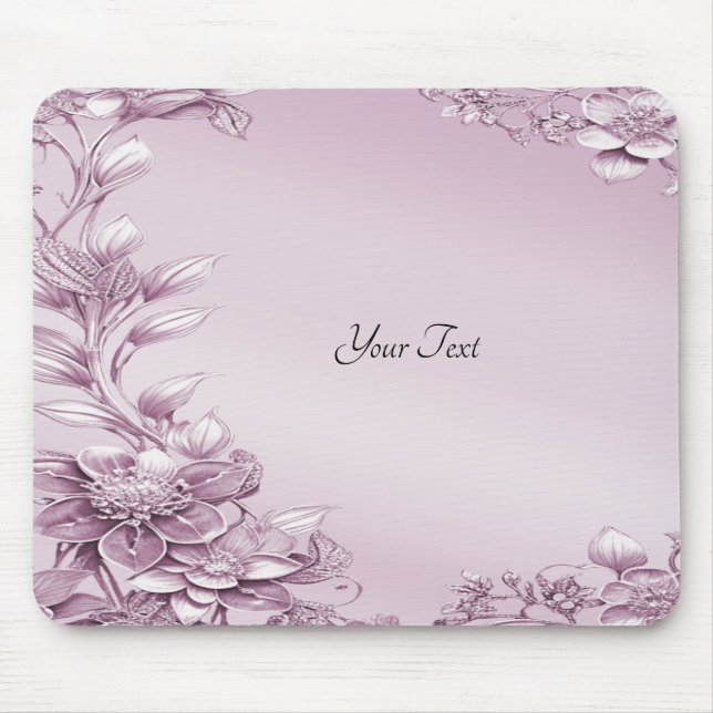 Pink Floral Foliage Mousepad (Front)