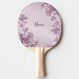Pink Floral Foliage Ping Pong Paddle