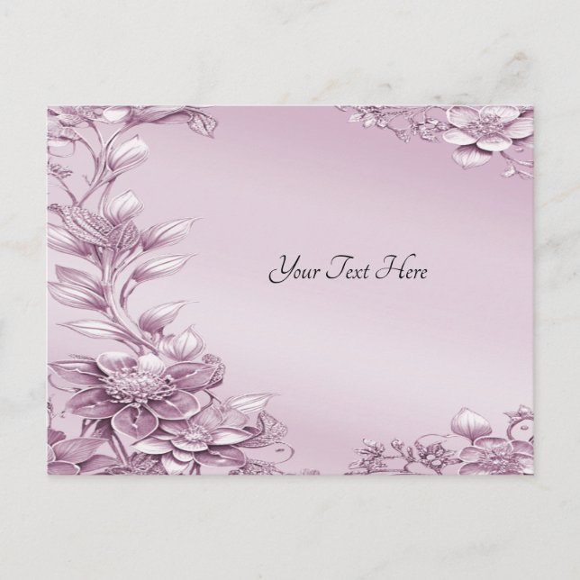 Pink Floral Foliage Postcard (Front)
