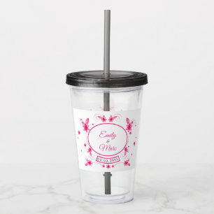 Pink Floral Frame Acrylic Tumbler