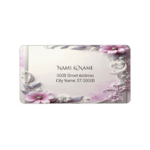Pink Floral Frame Address Label
