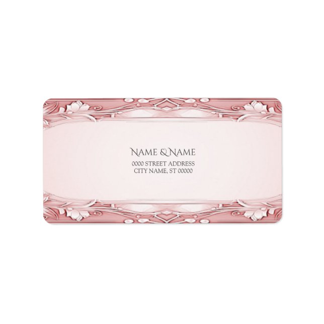 Pink Floral Frame Address Label (Front)