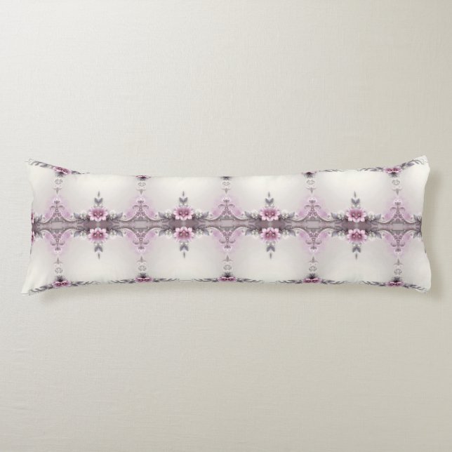 Pink Floral Frame Body Pillow (Front)